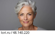 silver female headshot grey background ai generated. Стоковое AI-изображение, AI-художник Vectorwin / Фотобанк Лори