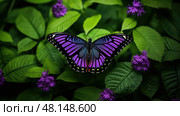 vibrant butterfly purple ai generated. Стоковое AI-изображение, AI-художник Vectorwin / Фотобанк Лори