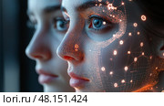 A Creative and Innovative Digital Portrait Featuring a Futuristic Network Design Artfully Displayed on the Face. Стоковое фото, фотограф Anastasy Yarmolovich / Фотобанк Лори