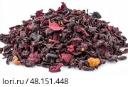 Roselle or Hibiscus tea pile isolated on a white background. Dry karkade flowers petals heap of dried herbal tea. Indian spices. Mockup of aromatic Fruit Red Tea, Dried Herbal Beverage. Carcade. Стоковое AI-изображение, AI-художник Марина Демидюк / Фотобанк Лори