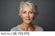 mature female headshot grey background ai generated. Стоковое AI-изображение, AI-художник Vectorwin / Фотобанк Лори