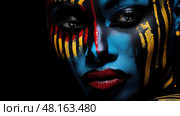 intense dark face ai generated. Стоковое AI-изображение, AI-художник Vectorwin / Фотобанк Лори