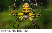 ritual yellow garden spider ai generated. Стоковое AI-изображение, AI-художник Vectorwin / Фотобанк Лори
