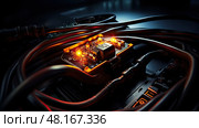 cables car battery charger ai generated. Стоковое AI-изображение, AI-художник Vectorwin / Фотобанк Лори