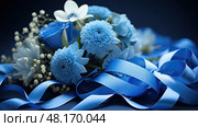 survivor cancer ribbon blue ai generated. Стоковое AI-изображение, AI-художник Vectorwin / Фотобанк Лори