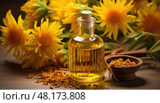 healthy safflower seed oil ai generated. Стоковое AI-изображение, AI-художник Vectorwin / Фотобанк Лори