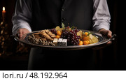 cheese person hold a silver platter ai generated. Стоковое AI-изображение, AI-художник Vectorwin / Фотобанк Лори