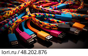 data usb cables ai generated. Стоковое AI-изображение, AI-художник Vectorwin / Фотобанк Лори