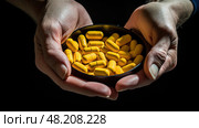 pillbox yellow pills ai generated. Стоковое AI-изображение, AI-художник Vectorwin / Фотобанк Лори