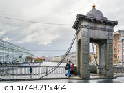 Река Фонтанка. Мост Ломоносова в Петербурге (2013 год). Стоковое фото, фотограф Александр Алексеев / Фотобанк Лори