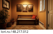 cozy foyer interior ai generated. Стоковое AI-изображение, AI-художник Vectorwin / Фотобанк Лори
