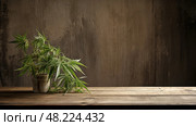 wilted hemp sprig ai generated. Стоковое AI-изображение, AI-художник Vectorwin / Фотобанк Лори