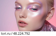 shimmery holographic pink ai generated. Стоковое AI-изображение, AI-художник Vectorwin / Фотобанк Лори