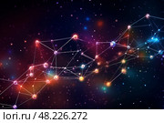 Molecular structures in chemical interactions. Стоковое AI-изображение, AI-художник Михаил Коханчиков / Фотобанк Лори