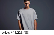 hemline tshirt grey ai generated. Стоковое AI-изображение, AI-художник Vectorwin / Фотобанк Лори