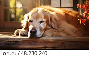 loyal old golden retriever ai generated. Стоковое AI-изображение, AI-художник Vectorwin / Фотобанк Лори