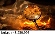fire magnifying glass sun ai generated. Стоковое AI-изображение, AI-художник Vectorwin / Фотобанк Лори