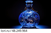 mesmerizing cobalt blue bottle ai generated. Стоковое AI-изображение, AI-художник Vectorwin / Фотобанк Лори