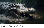 silently crocodile water ai generated. Стоковое AI-изображение, AI-художник Vectorwin / Фотобанк Лори