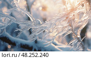 frozen ice on trees ai generated. Стоковое AI-изображение, AI-художник Vectorwin / Фотобанк Лори