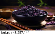 superfood black rice ai generated. Стоковое AI-изображение, AI-художник Vectorwin / Фотобанк Лори