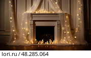 mantel star garland ai generated. Стоковое AI-изображение, AI-художник Vectorwin / Фотобанк Лори