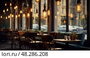 photograph hanging lights in background ai generated. Стоковое AI-изображение, AI-художник Vectorwin / Фотобанк Лори