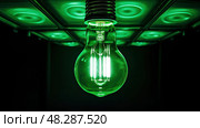 greenish flourescent lights ai generated. Стоковое AI-изображение, AI-художник Vectorwin / Фотобанк Лори