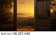 ajar open door with light ai generated. Стоковое AI-изображение, AI-художник Vectorwin / Фотобанк Лори