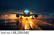 foggy aircraft light. Стоковое AI-изображение, AI-художник Vectorwin / Фотобанк Лори