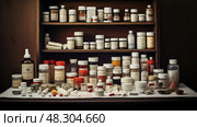 ointments pharmacist table. Стоковое AI-изображение, AI-художник Vectorwin / Фотобанк Лори