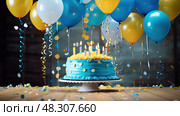cles yellow and blue birthday. Стоковое AI-изображение, AI-художник Vectorwin / Фотобанк Лори