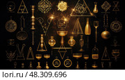 air gold alchemy symbols ai generated. Стоковое AI-изображение, AI-художник Vectorwin / Фотобанк Лори