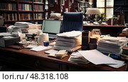 cluttered law firm desk ai generated. Стоковое AI-изображение, AI-художник Vectorwin / Фотобанк Лори