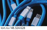 A detailed view of various colored computer cables. Стоковое видео, видеограф Поликарпов Владимир Владимирович / Фотобанк Лори