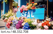 store summer sale blue ai generated. Стоковое AI-изображение, AI-художник Vectorwin / Фотобанк Лори
