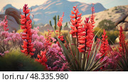 desert red yucca ai generated. Стоковое AI-изображение, AI-художник Vectorwin / Фотобанк Лори