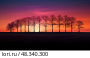 suncontrast half moon trees ai generated. Стоковое AI-изображение, AI-художник Vectorwin / Фотобанк Лори