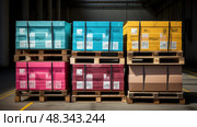 designs boxes on a pallet ai generated. Стоковое AI-изображение, AI-художник Vectorwin / Фотобанк Лори