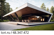 sleek house exterior roof ai generated. Стоковое AI-изображение, AI-художник Vectorwin / Фотобанк Лори