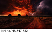 fiery fire and brimstone ai generated. Стоковое AI-изображение, AI-художник Vectorwin / Фотобанк Лори