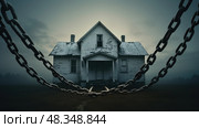 restricted house in chains ai generated. Стоковое AI-изображение, AI-художник Vectorwin / Фотобанк Лори