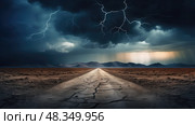 ominous scary road ai generated. Стоковое AI-изображение, AI-художник Vectorwin / Фотобанк Лори