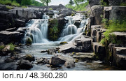 plunge stream water rocks ai generated. Стоковое AI-изображение, AI-художник Vectorwin / Фотобанк Лори