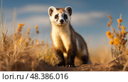 predator black footed ferret ai generated. Стоковое AI-изображение, AI-художник Vectorwin / Фотобанк Лори