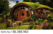 circular hobbit house ai generated. Стоковое AI-изображение, AI-художник Vectorwin / Фотобанк Лори