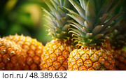 golden pineappl pineapple fruit ai generated. Стоковое AI-изображение, AI-художник Vectorwin / Фотобанк Лори