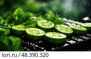 barbecue cooking cucumber background ai generated. Стоковое AI-изображение, AI-художник Vectorwin / Фотобанк Лори