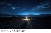 walking road night stars ai generated. Стоковое AI-изображение, AI-художник Vectorwin / Фотобанк Лори