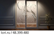 etched blank glass door ai generated. Стоковое AI-изображение, AI-художник Vectorwin / Фотобанк Лори